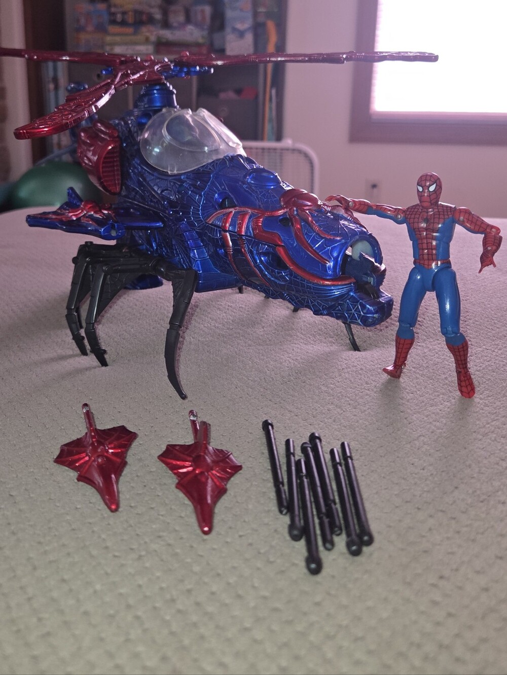Spidey Web Copter Rare 2003 Toy Biz With 1992 Spiderman Action Figure - Picture 1 of 16